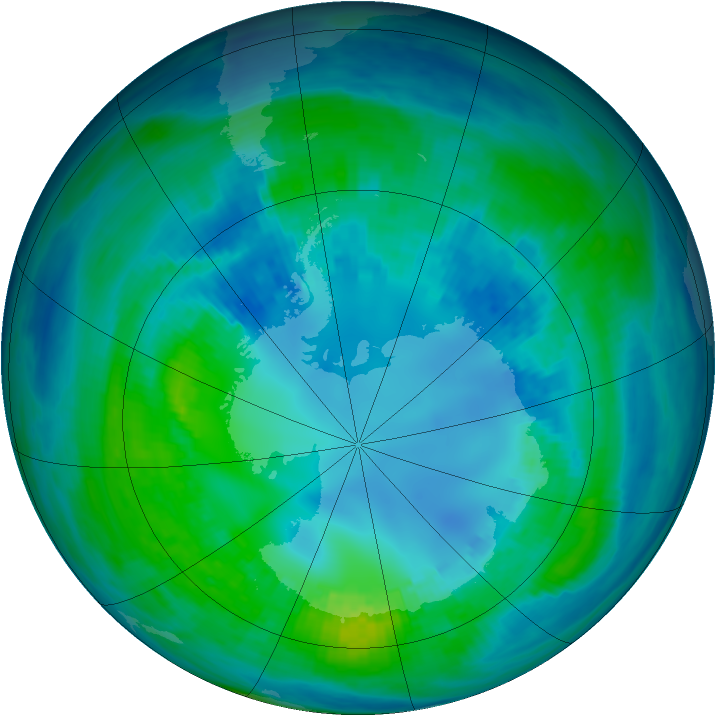Antarctic ozone map for 26 April 1991